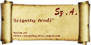 Szigethy Arnó névjegykártya